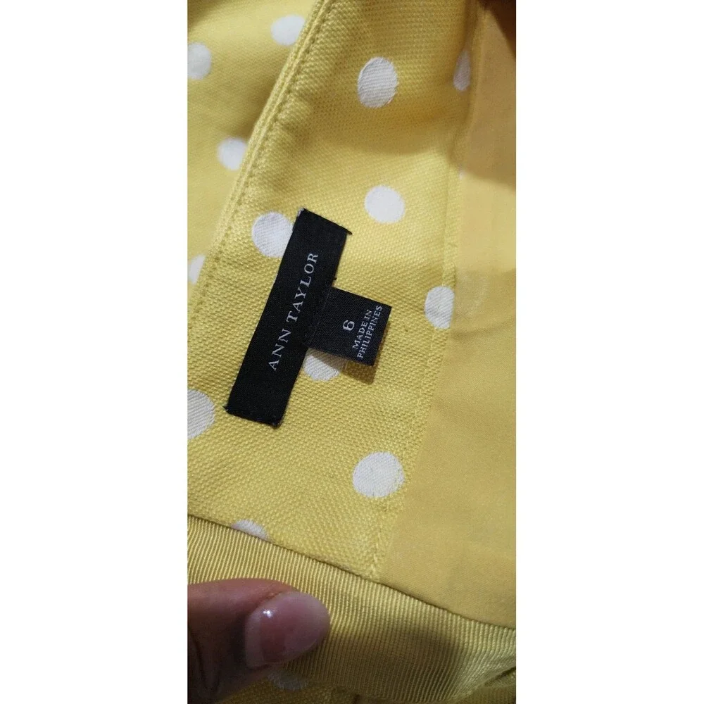 ANN TAYLOR polka dot yellow cotton blend skirt Sz 6